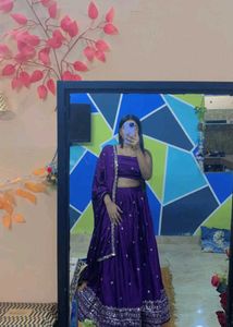 Purple Embellished Lehenga Choli Set