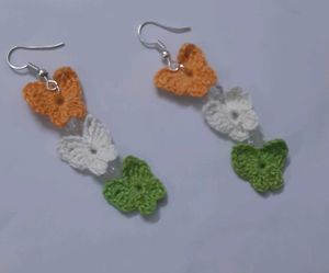 Crochet Tiranga Butterfly Earrings