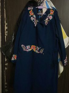 Embroidered Navy Blue Dress