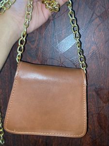 Mango Mini Brown Leather Bag
