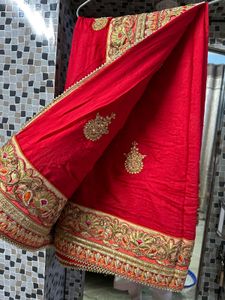 Red Heavy Blouse And Saree