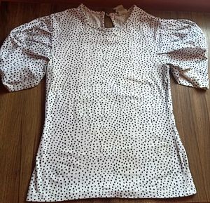 Polka Dot Puff Sleeve Top