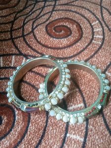 Beautiful White Bangle Set Of 2