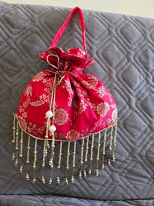 Red Embellished Potli Pouch