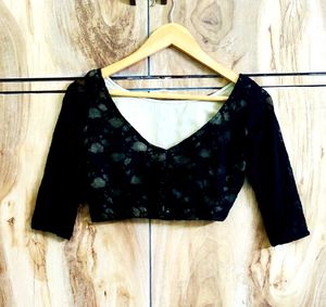 Net Design Crop Top Size-28-Small