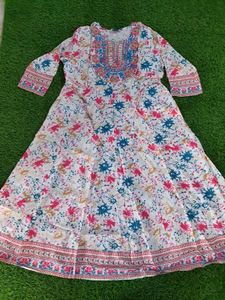 Multicolor White Background Anarkali