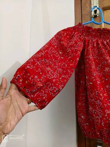 Red Floral Off-Shoulder Top