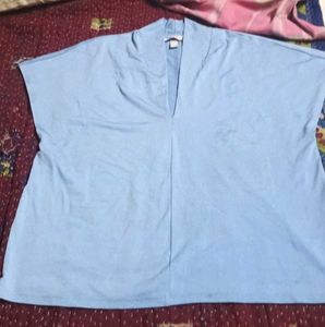 Light Blue V-Neck Top