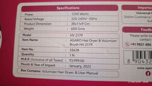 Agaro Volumizer Hair Dryer- Blow Dryer Brush