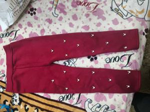Girls Red Pearl Embellished Leggings for 2-4 years