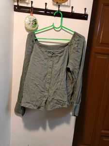 Olive Green Button-Down Blouse