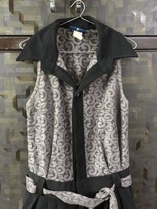 Patterned Sleeveless Jumpsuit with Belt
