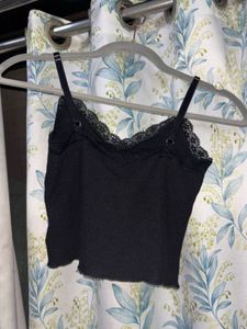 Black Lace Trim Cami Top