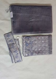 Grey Color Jimmychoo Saree With Hip Belt
