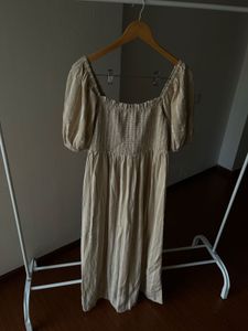 NEW LOOK Stripe Puff Sleeve Smock Midi Dress