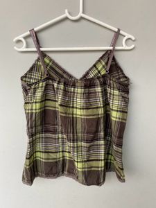 Checked Lace Vinatge Top