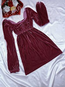 Dark Pink Velvet Mini Dress💖