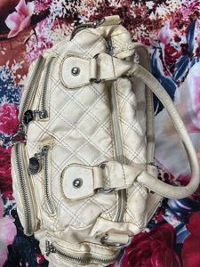 Imported Vintage Quilted Cream Satchel