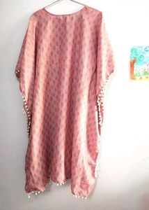Peach Printed Kaftan Dress