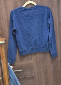 Cute Blue Heart Patch Sweatshirt