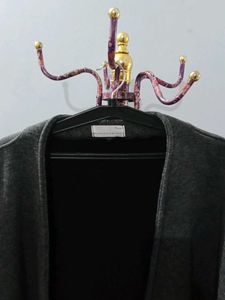 Elegant Grey Long Cardigan