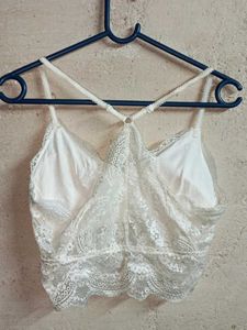 Trendy Ladies Fashion Lace Bralette Top White
