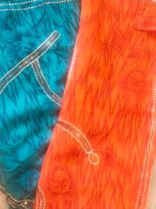 Synthetic Saree With Sequence Work
