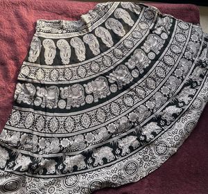 Boho Elephant Print Wrap Skirt