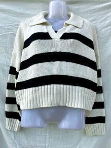 Striped Knit Pullover Sweater