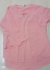 Peach Bell Sleeve Blouse