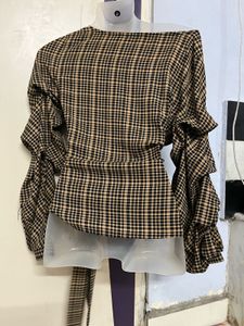 Pintrest Checkered Tie-Waist Top
