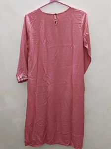 ✨ Max Peach Pink Solid Casual Kurta (M, 38) ✨