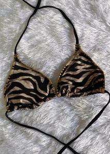 Leopard Print Tassel Beautiful Bikini Top