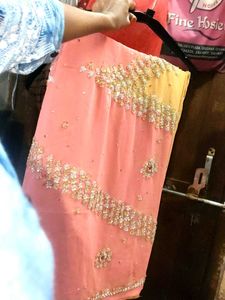 Pink Embroidered Saree with Blouse