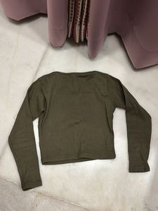 Olive Green Long Sleeve Top