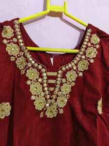 New Sleeveless Maroon Kurta For Women ❤️