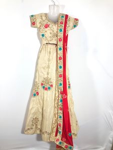 Cream Embroided Lehenga Choli Set (Women’s)