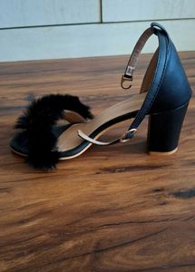 Fuzzy Black Heels