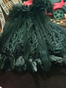 Black Velvet Ballon Frock With Attached Net