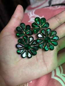 Emerald Flower Statement Earrings