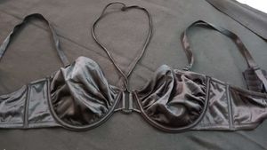 Satin Black Designer Bra 34D