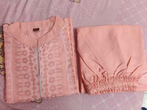 Peach Embroidered Kurta Set