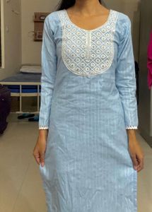 Light Blue Embroidered Kurti