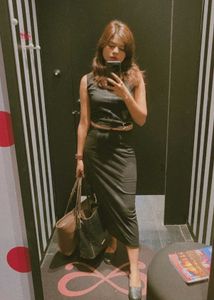 Sleek Black Sleeveless Cord Set