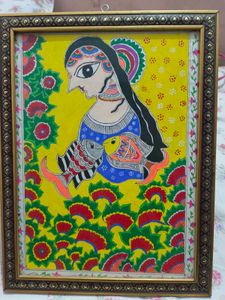 Mithila Painting, Hand-painted And Framed