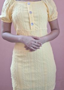 Yellow Mini Embroidered Dress