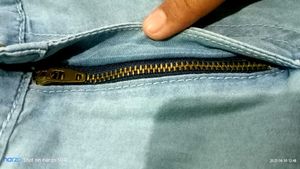 Light Blue Wide-Leg Jeans with Racing Stripe