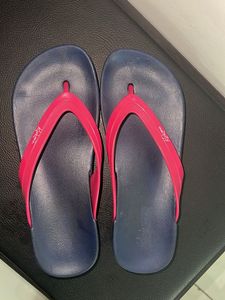 Pink & Navy Flip Flops