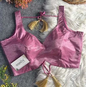 Raw Silk Padded Drawstring Blouse