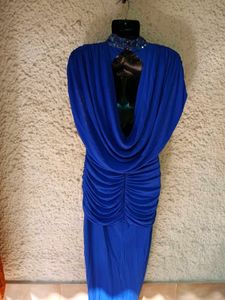 Elegant Blue Embellished Dress